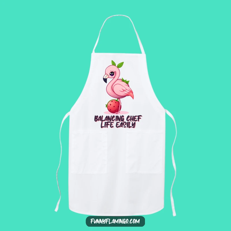Funny Flamingo Berry Balancing Apron: Cook with Charm and Whimsy in This Bird Kitchenwear