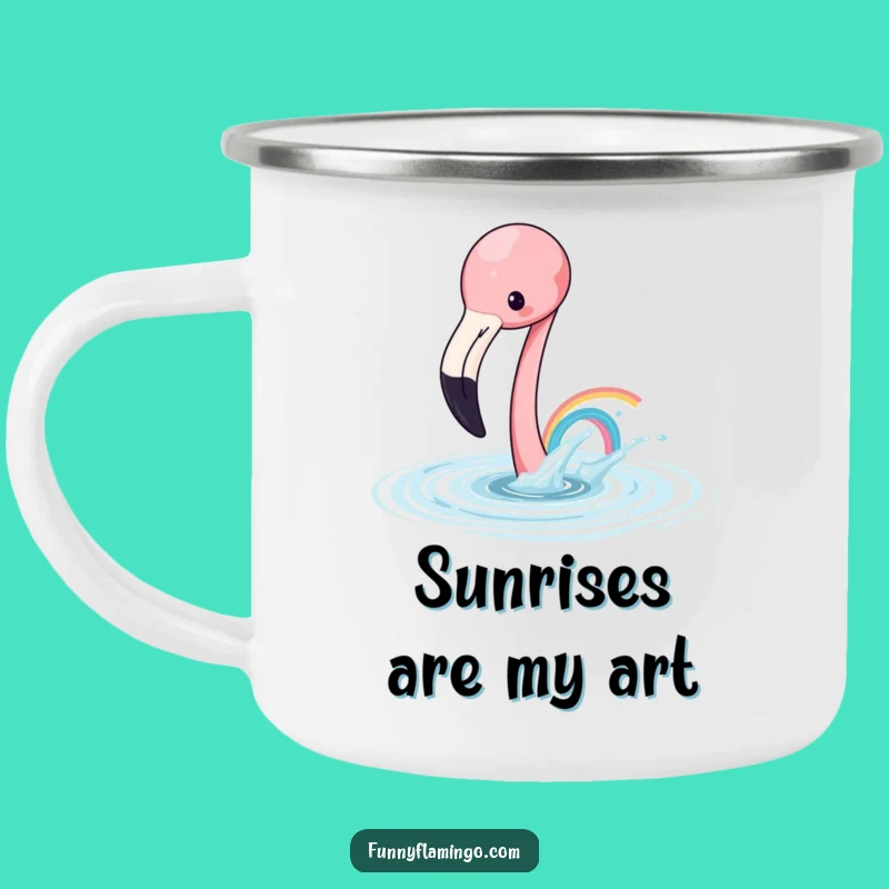 Durable Funny Flamingo Rainbow Camping Mug - Outdoor Watercolor Gift