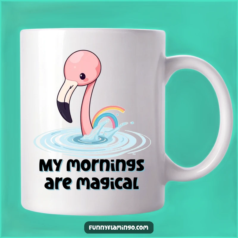 Funny Playful Flamingo Rainbow Mug - Whimsical Watercolor Bird Gift