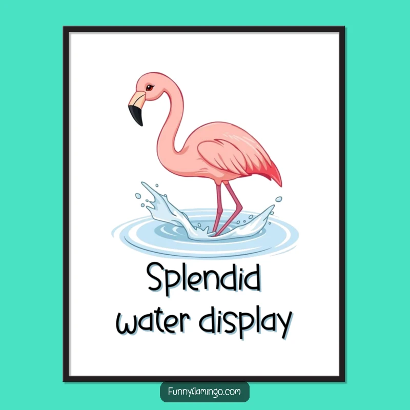 Funny Flamingo Splash Digital Art: Playful Charm for Your Walls as a Fun Gift