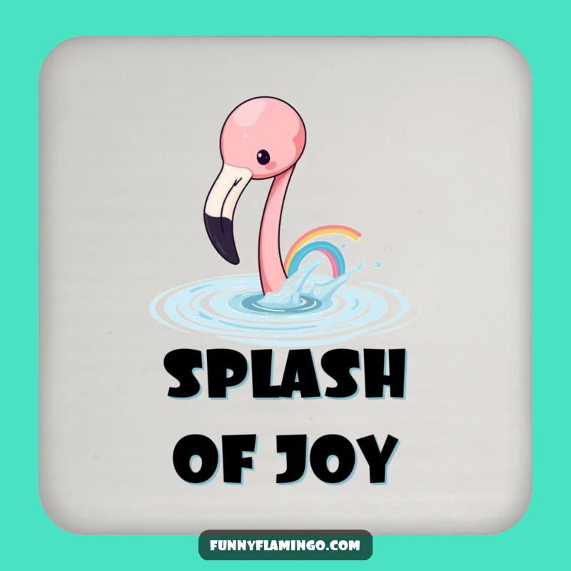 Funny Flamingo Rainbow Coaster Set - Playful Watercolor Bird Gift