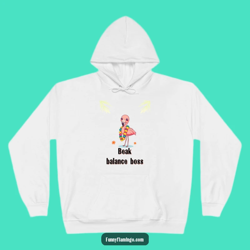 Funny Flamingo Leis Hoodie: Balancing Act, Cozy Tropical Fun