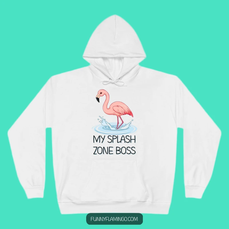 Cozy Funny Flamingo Splash Hoodie: Stay Warm with Playful Bird Fun