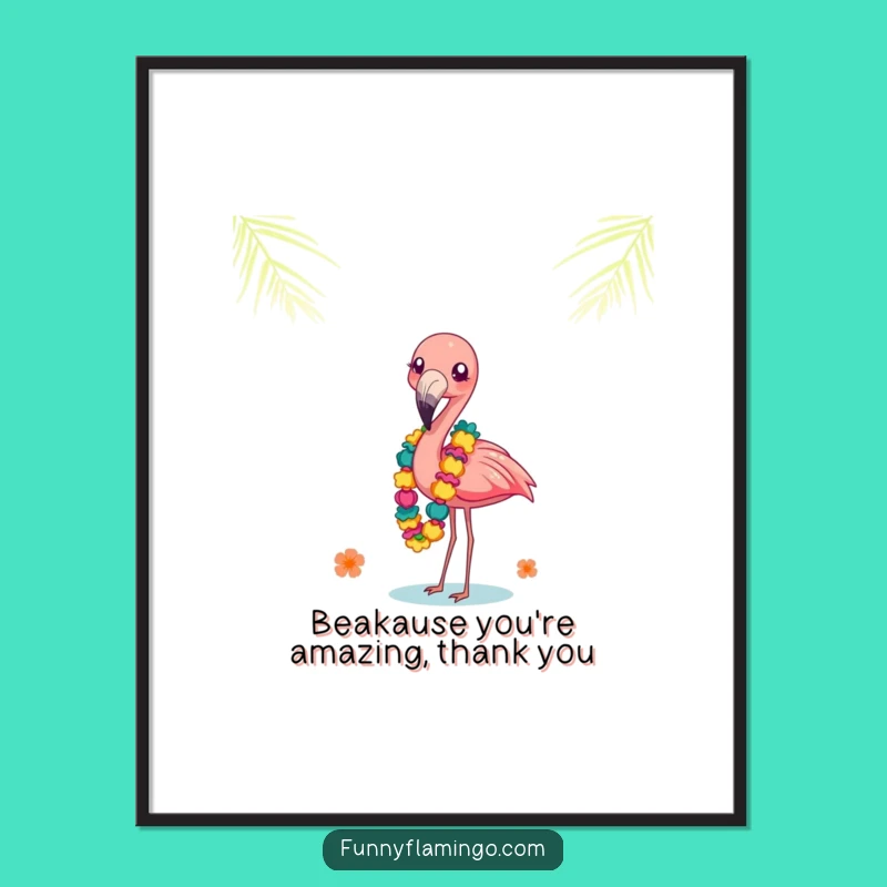 Free Printable Wall Art: Giggle Flamingo Leis - Funny Downloadable Decor