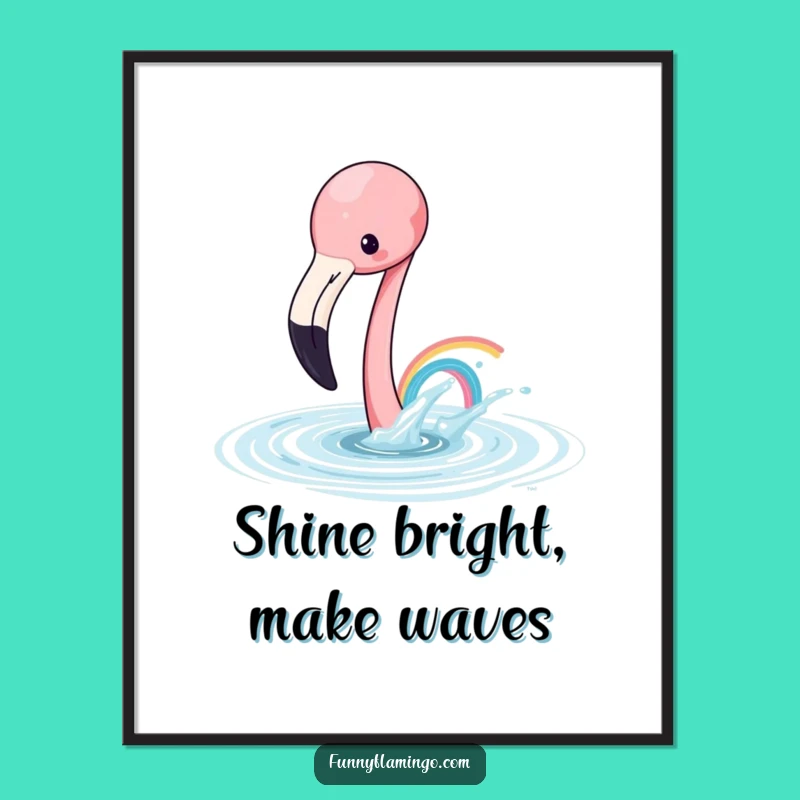 Playful Flamingo Free Printable Wall Art: Rainbow Splash, Downloadable Decor