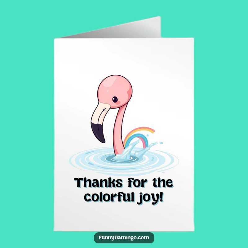 Free Printable Flamingo Thank You Card: Thanks a Rainbow, Downloadable Gratitude