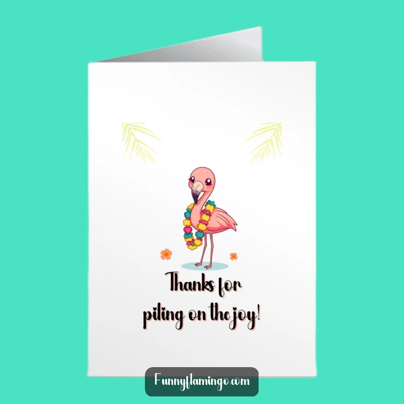 Free Printable Thank You Card: Giggle Flamingo Leis - Funny Downloadable Gratitude