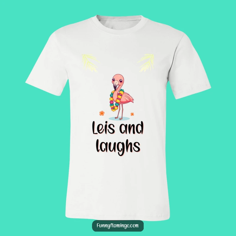 Funny Flamingo Leis T-Shirt: Balancing Act, Tropical Fun Tee