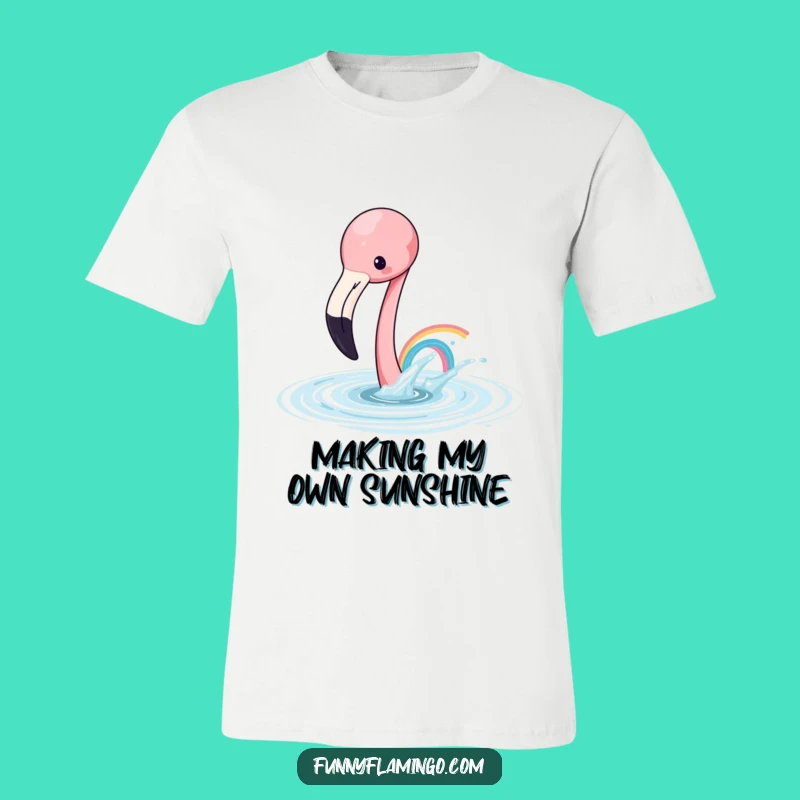 Funny Playful Flamingo Rainbow Tee - Watercolor Bird T-Shirt Gift