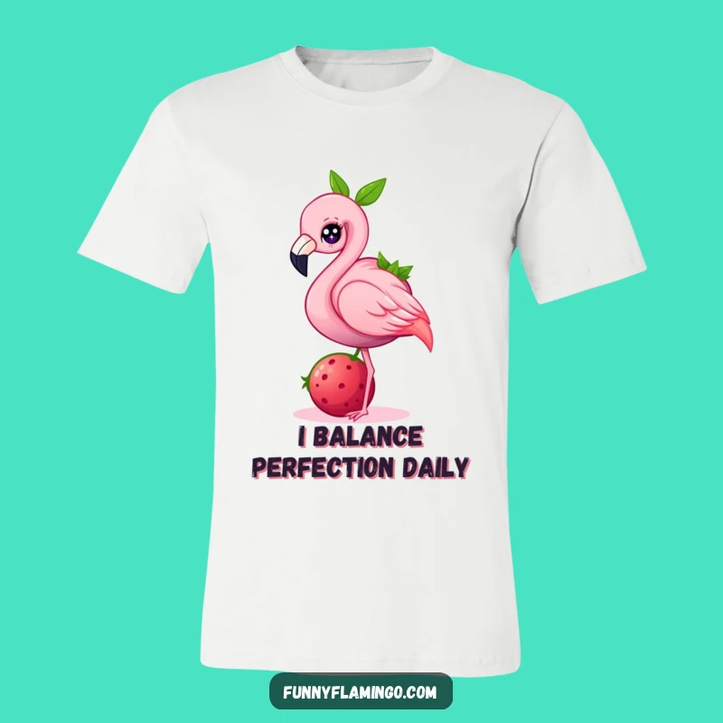 Funny Flamingo Berry Balancing Tee: Wear Your Whimsy with This Hilarious Bird Shirt