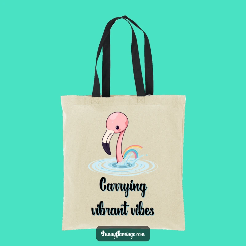 Funny Flamingo Rainbow Tote Bag - Playful Watercolor Bird Carryall Gift